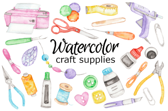 Download Craft Supply Watercolor Clipart Cricut - Craft supply Collection
