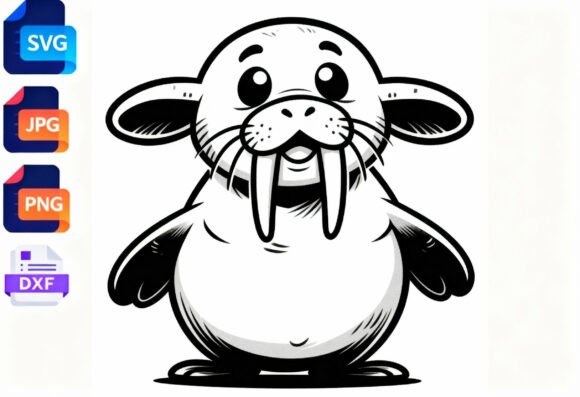 Download Cute Walrus Cartoon Animal SVG DXF PNG - Cartoon animal svg Collection