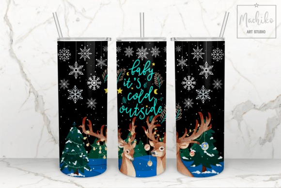 Download Reindeer Baby Its Cold Outside Tumbler - Premium Bundle